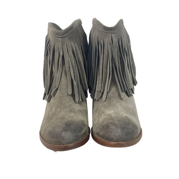 Frye Women's Grey Leather Ankle Booties Sz 7 - NWOB - Picture 2 of 8